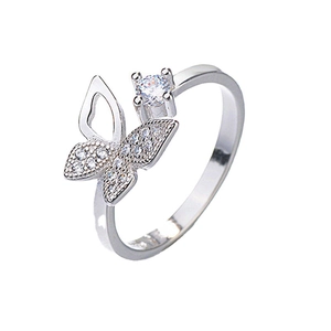 Eleganter S925 Silber Schmetterling Ring mit Mikro-Pavé-Diamanten und einem Hauptstein