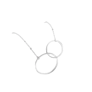 Minimalist S925 sterling silver necklace with interlocking double circles on fine chain