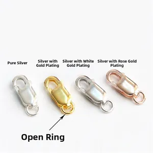 S925 sterling silver square spring clasps in four finishes for DIY jewelry making