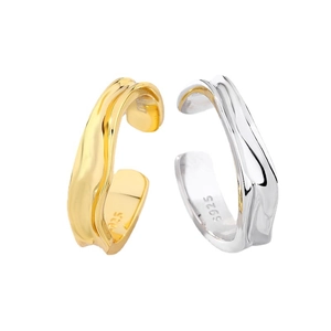 Irregular textured S925 sterling silver ear cuffs in gold and silver finishes