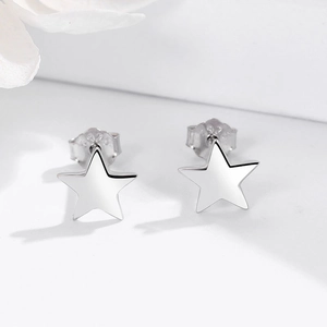 Orecchini a lobo a stella in argento sterling S925 con finitura a specchio lucida