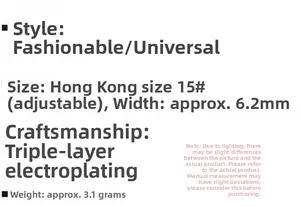 Detailed specs of adjustable 925 silver leaf ring showing 6.2mm width and 3.1g weight