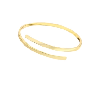 Minimalist S925 sterling silver open bangle with polished double layer gold finish