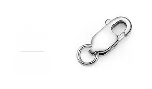 Macro shot of S925 sterling silver rectangular clasp with polished finish and hallmark