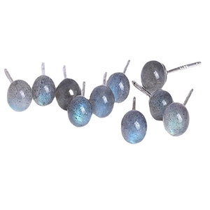 S925 sterling silver stud earrings set featuring natural blue labradorite gemstones