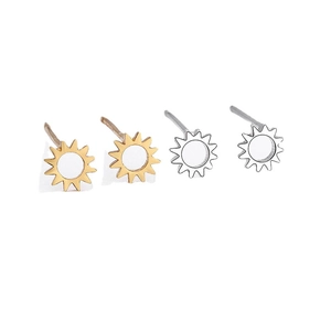 Minimalist S925 sterling silver sun-shaped stud earrings in gold and silver set