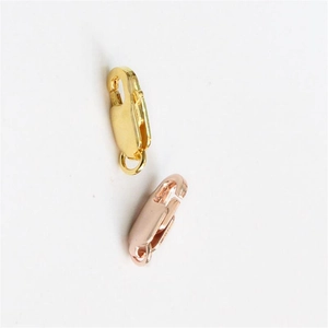 Detailed view of S925 sterling silver square lobster clasps in gold and rose gold finishes