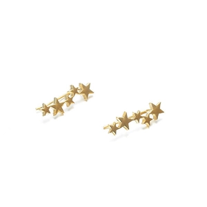 Chic 925 sterling silver gold-plated star ear climbers with four polished stars