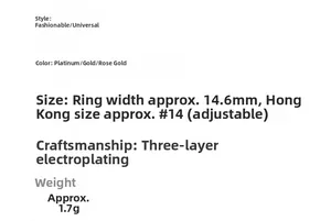 Detail specifications of a 925 silver spinning ring with triple-layer plating details