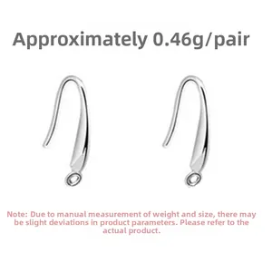 Minimalist S925 sterling silver earring hooks for jewelry making weighing 0.46g per pair