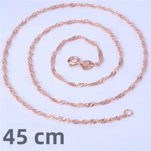 Detailed view of 45cm rose gold twist rope chain necklace with lobster clasp closure