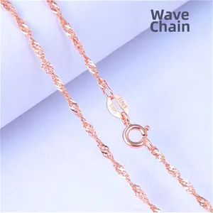 Macro shot of rose gold S925 sterling silver water wave chain with Italy engraving