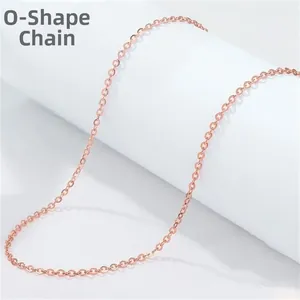 Detail shot of a delicate rose gold plated S925 silver cable chain with a polished finish