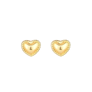 Boucles d'Oreilles Clous Cœur en Argent Sterling 925 Plaqué Or Avec Bord Perlé Bijoux Cœur pour Femme