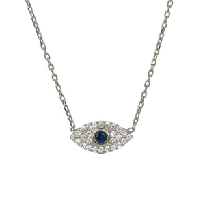Minimalistische S925 Sterling Silber Halskette mit blauem Edelstein und weißen Diamanten