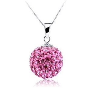 925 Sterling Silver Pave Rhinestone Disco Ball Pendant Necklace For Women Shamballa Style Clavicle Chain Jewelry Accessory