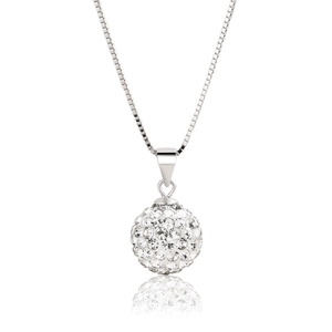 Elegant S925 sterling silver crystal ball pendant necklace with box chain for women