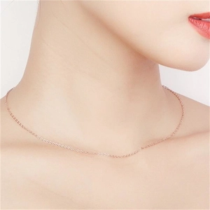 Elegant S925 sterling silver rose gold plated thin necklace shown on a female model