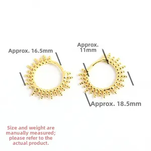 Dimensioni dettagliate degli orecchini a sole in argento S925 con diametro di 18,5 mm