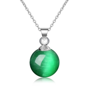 Collier minimaliste en argent sterling S925 avec pendentif en perle d'agate verte