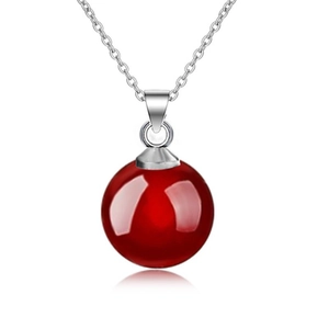 Collier en argent sterling S925 minimaliste avec pendentif rond en agate rouge