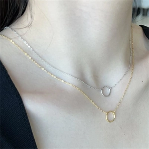 Minimalist 925 sterling silver geometric circle necklaces in gold and silver finish