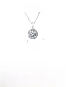 Detailed specs of S925 sterling silver necklace with 6.5mm round zircon pendant