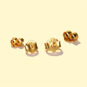 Set of four S925 sterling silver gold-plated flower-shaped butterfly earring backs