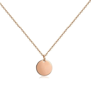 Minimalist S925 sterling silver necklace with rose gold polished round disc pendant