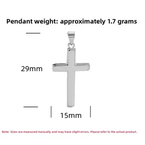 Detailed size specification for S925 sterling silver cross pendant with 29mm height