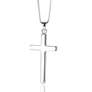 Minimalist S925 Sterling Silver Cross Pendant Necklace For Women Men Polished Geometric Clavicle Chain Jewelry Anniversary Gift
