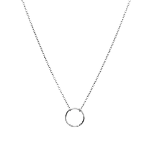 Minimalist 925 sterling silver geometric circle pendant necklace with fine link chain