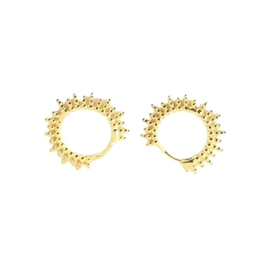 Orecchini a cerchio girasole in argento S925 con punte dorate stile minimalista