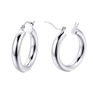 S925 Sterling Silber Creolen mit poliertem Spiegel-Finish und praktischem Klickverschluss