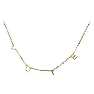 Minimalist S925 sterling silver VOTE letter pendant necklace with thin gold chain link