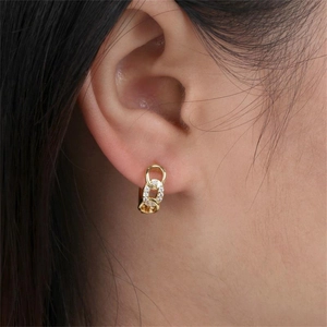 Elegance Gold S925 Silver Pave Hoop Earrings worn by model for a minimalist luxury look