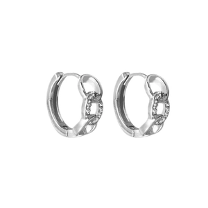 Intertwined S925 sterling silver hoop earrings with shimmering pave-set cubic zirconia