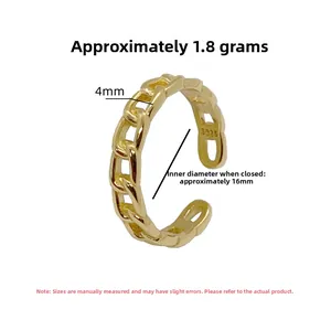 Detailed view of S925 sterling silver chain ring with 4mm width and 1.8g weight