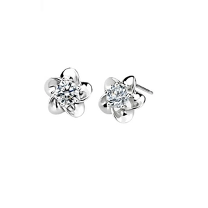 Eleganti orecchini a lobo a fiore in argento 925 con zircone rotondo scintillante