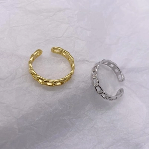 Adjustable S925 sterling silver hollow chain rings in gold and silver finishes