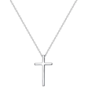 Minimalist S925 sterling silver cross pendant necklace with polished finish for women