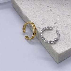 Polished S925 sterling silver hollow chain rings in gold and silver finishes