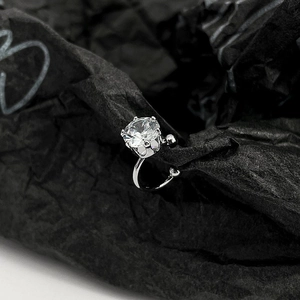 S925 sterling silver crown drop ear cuff with round cut sparkling zircon on black paper