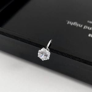 Elegant S925 sterling silver crown water drop ear cuff with sparkling zircon stone