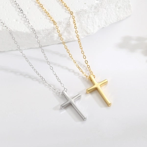 Minimalist 925 Sterling Silver Cross Pendant Necklace Polished Dainty Link Chain For Women Fashion Everyday Jewelry