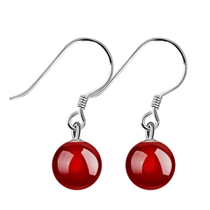 Orecchini a Gancio in Argento Sterling S925 Stile Coreano Per Donna Orecchini Pendenti con Perle di Agata Naturale Rosso Verde Nero