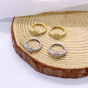 Elegant S925 sterling silver hoop earrings with sparkling cubic zirconia charms in gold and silver