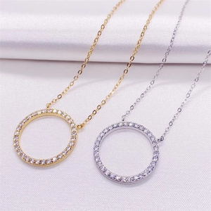 Elegant S925 sterling silver necklaces with sparkling zircon circles in gold and silver