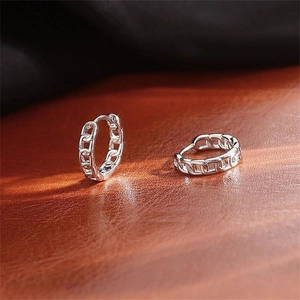 Boucles d'oreilles créoles minimalistes en argent sterling S925 avec maillons