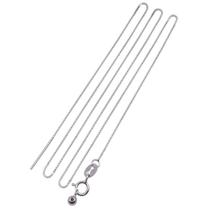 S925 sterling silver box chain necklace with needle end for threading pearls